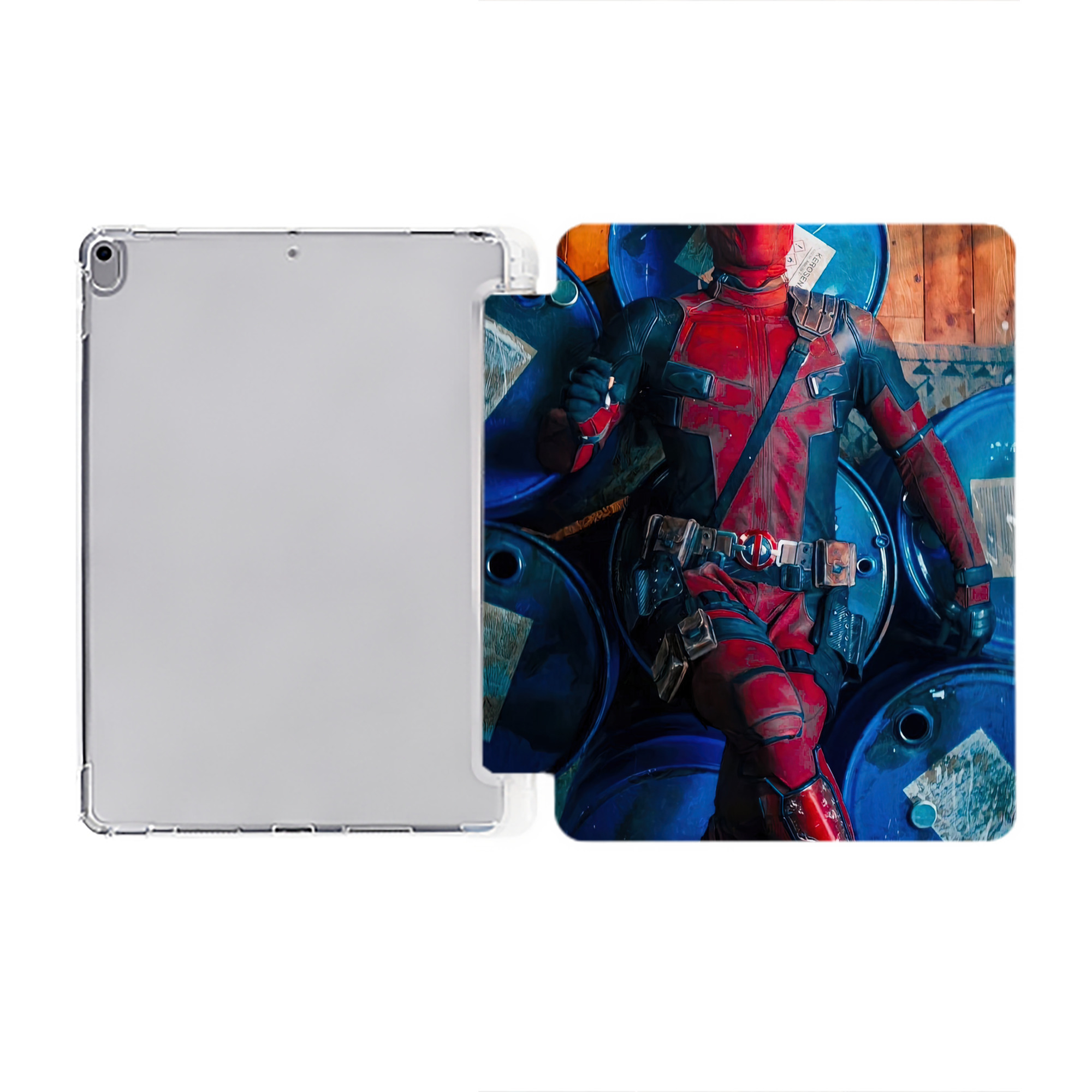 （画像用） Deadpool デッドプール IPad ケース ペン収納付き 三つ折りスタンド PUレザー×シリコン 対応機種9.5/10.5/10.9インチ